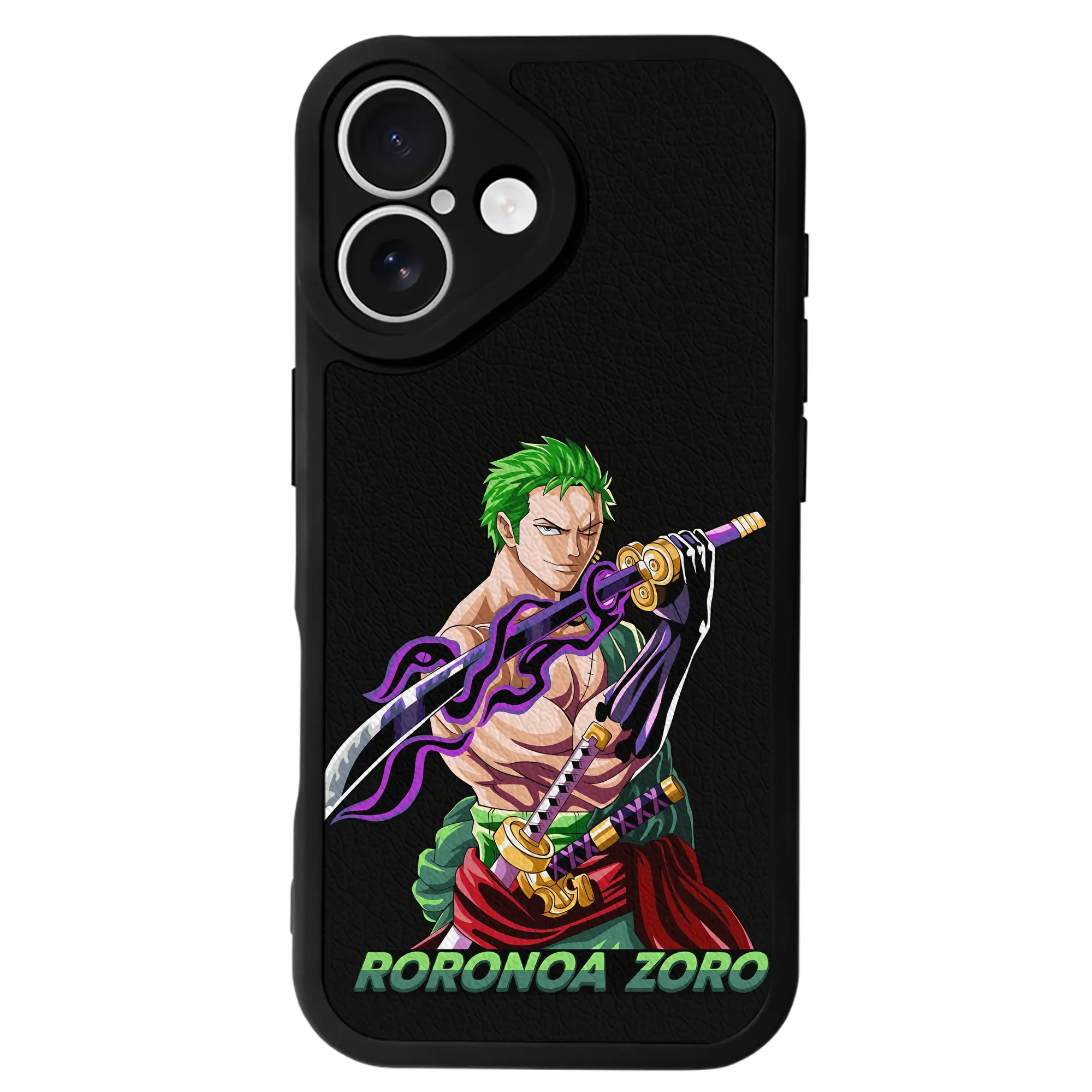 ワンピース グッズ ロロノア・ゾロ - IPhone 16シリーズ対応 ・ シリコンスマホケース ・ レザー調 ・ 高精度フィット ・ 耐衝撃 ・ ワイヤレス充電対応 ・ 精密カット